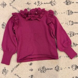 Janie and Jack Burgundy Ruffled Sweater